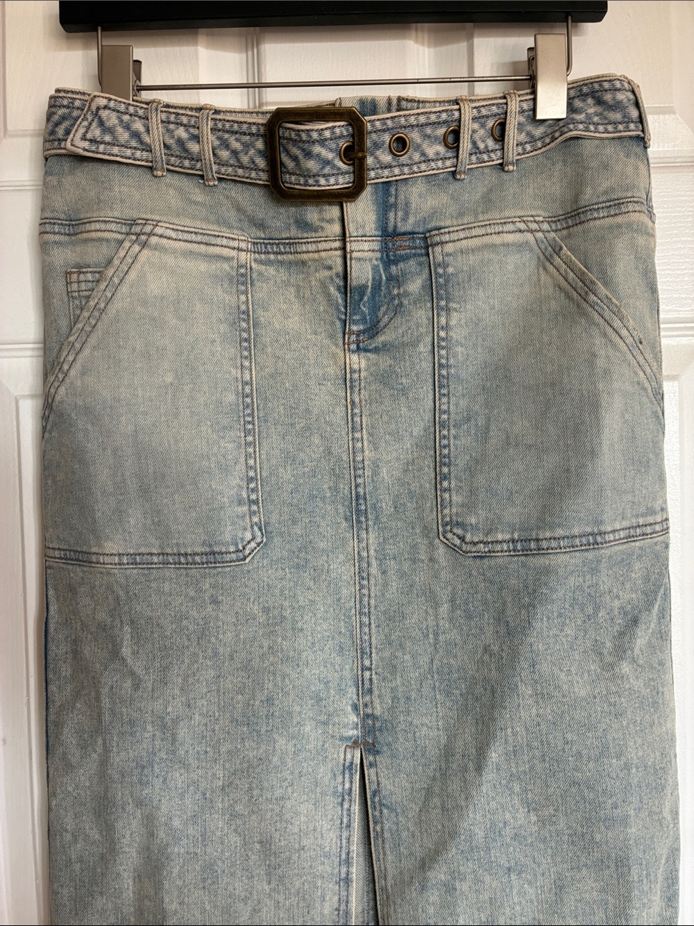 Anthropologie Pilcro Slouchy Denim Column Skirt 2 - Picture 6 of 9